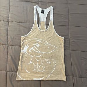 GYMSHARK Stringer Tank (Tan/White) Men’s SZ Small